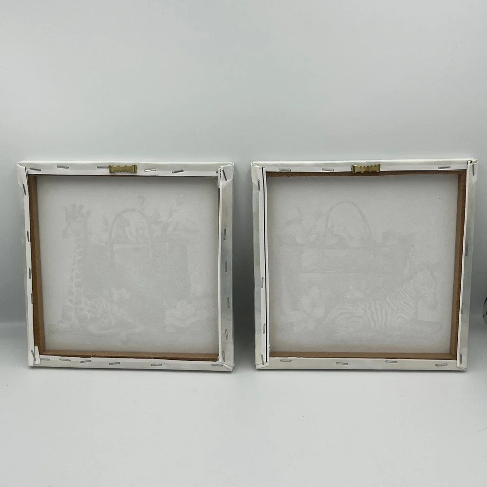Giraffe Zebra Canvas Wall‎ Art Decor Neutral Beige Gold Floral Animal Prints Set